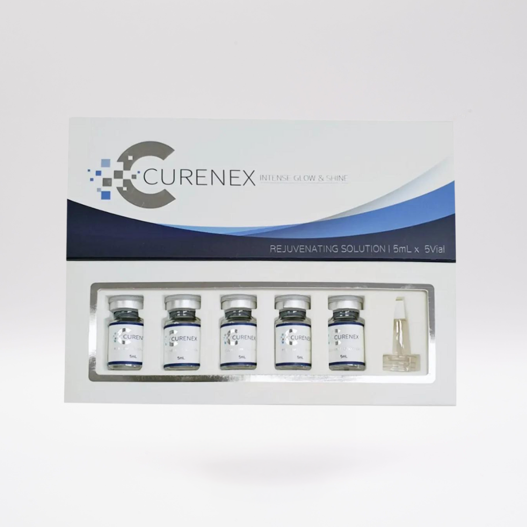 Curenex Salmon DNA PDRN Skin Booster set with five 5ml vials for microneedling skin rejuvenation.