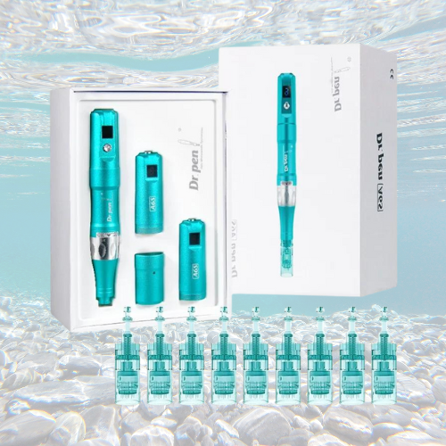 Salmon DNA Microneedle Bundle with Dr Pen A6S, cartridges, skin booster set, PDRN masks, and numbing cream.