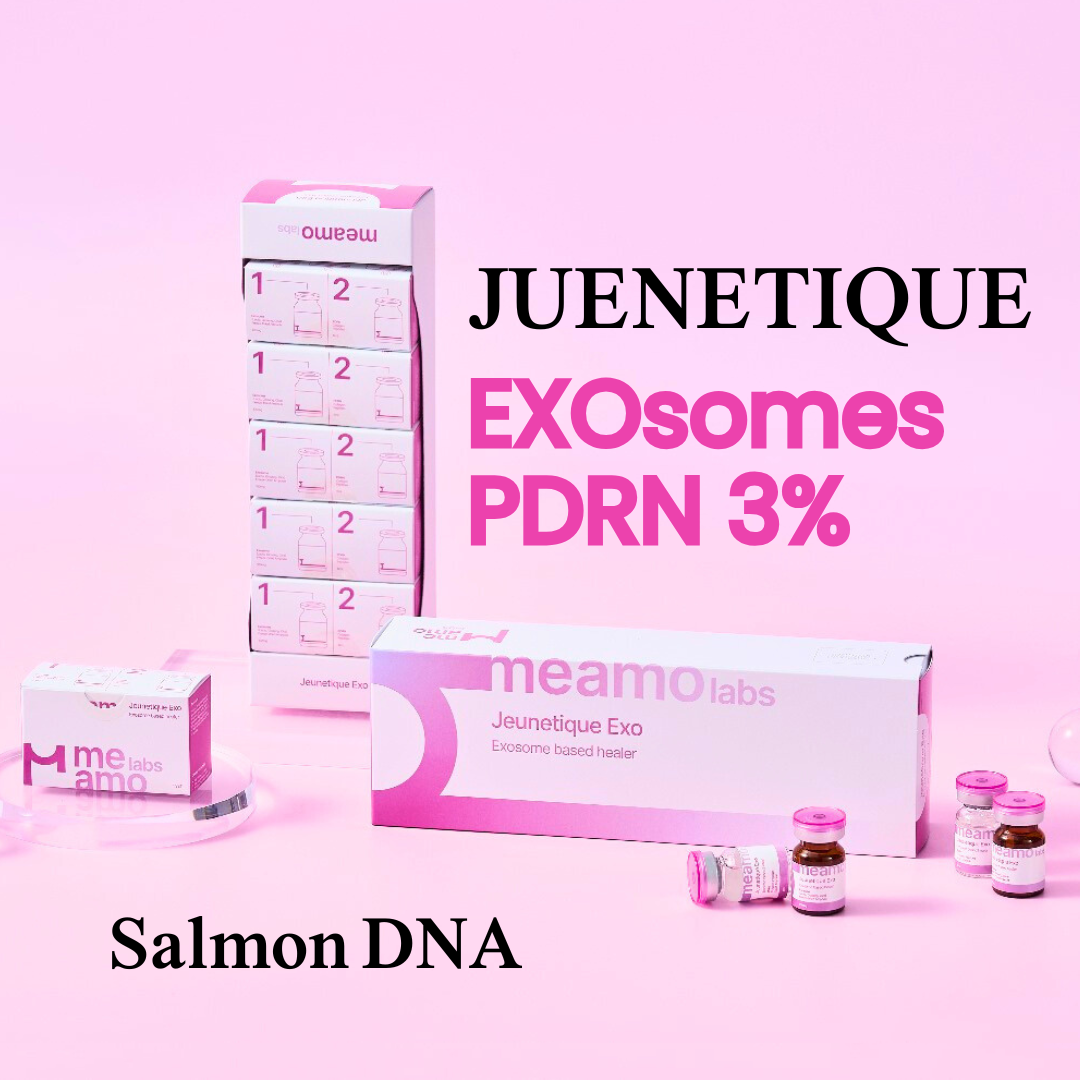 Jeunetique EXOsomes PDRN 3% products and packaging for microneedling with salmon DNA.