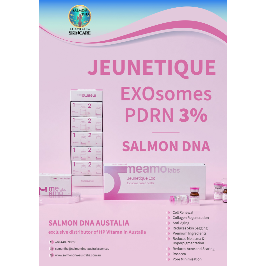 Jeunetique EXOsomes PDRN 3% anti-aging serum packaging with salmon DNA benefits.