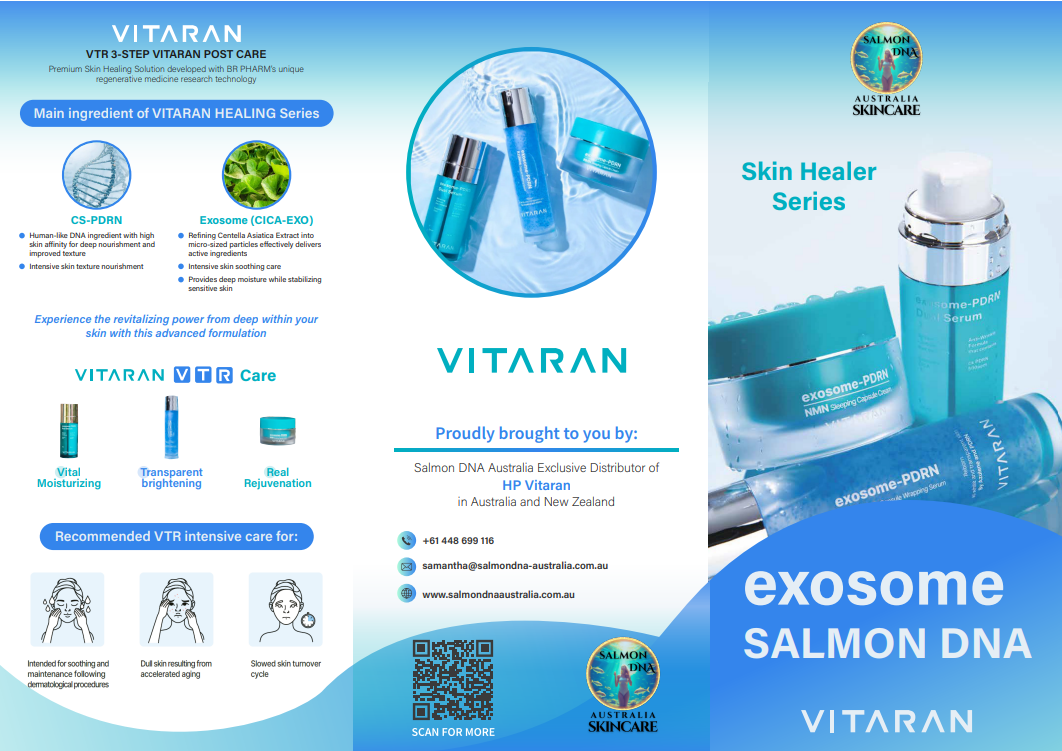 Vitaran Three Step Skincare Bundle with Salmon DNA Exosomes for Skin Healing.