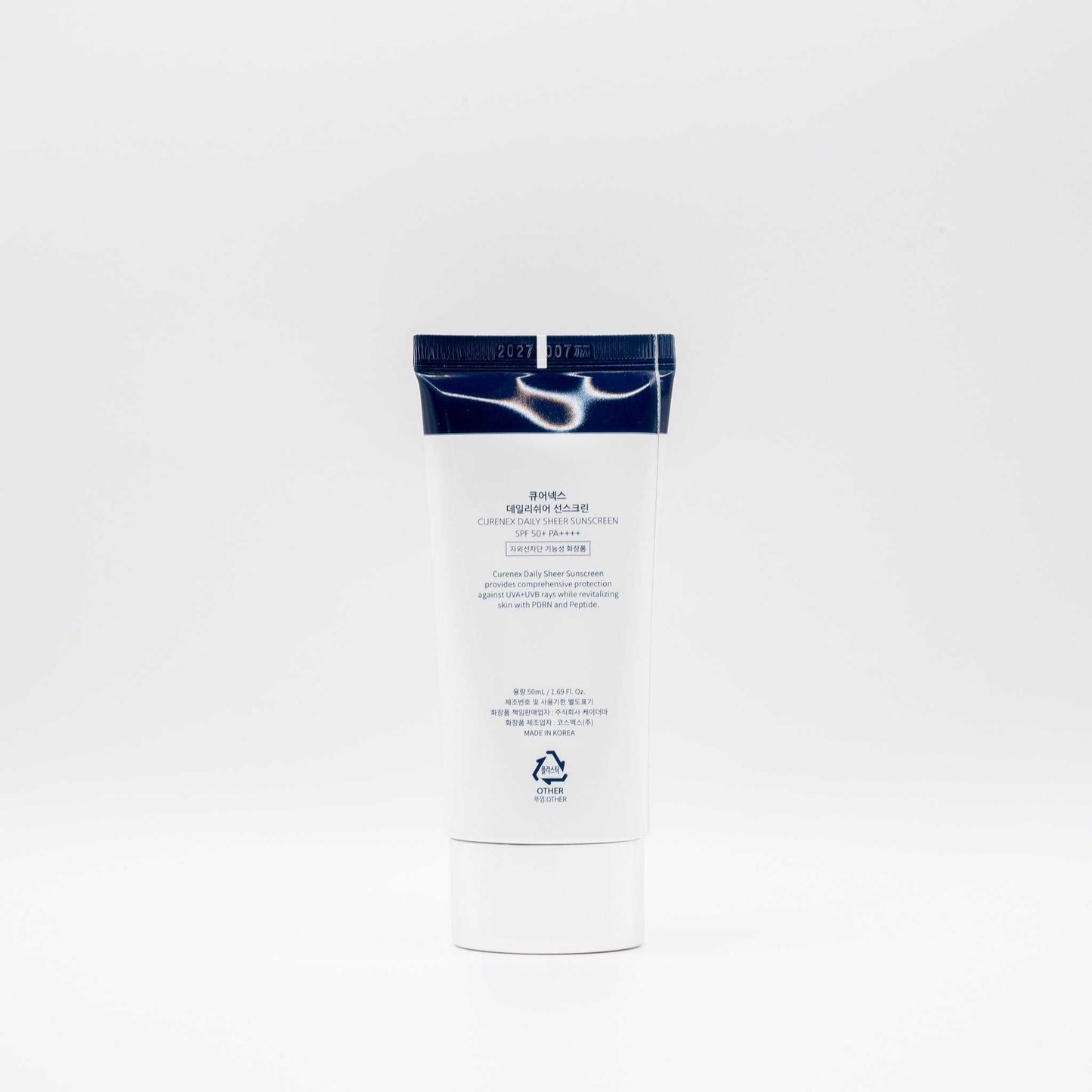 Curenex Salmon DNA Daily Sunscreen tube with navy cap on white background
