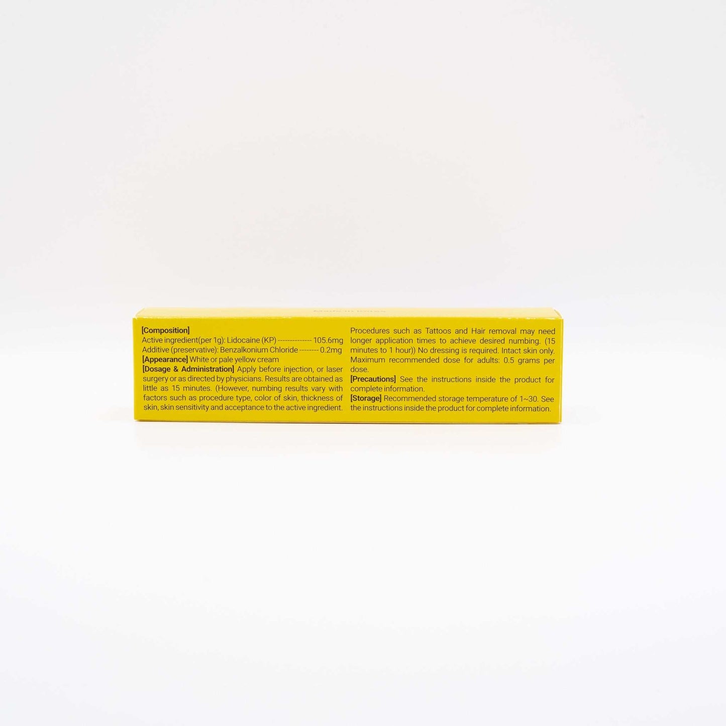 Numbing cream packaging with active ingredient and usage instructions for Salmon DNA Microneedle Bundle