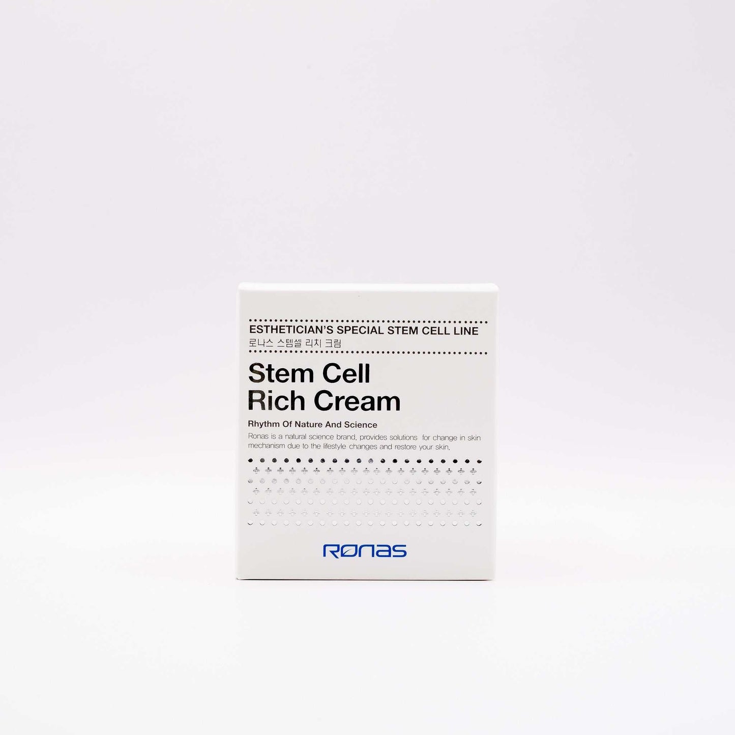 Ronas Stem Cell Rich Cream box packaging for skincare with anti-aging and hydration benefits