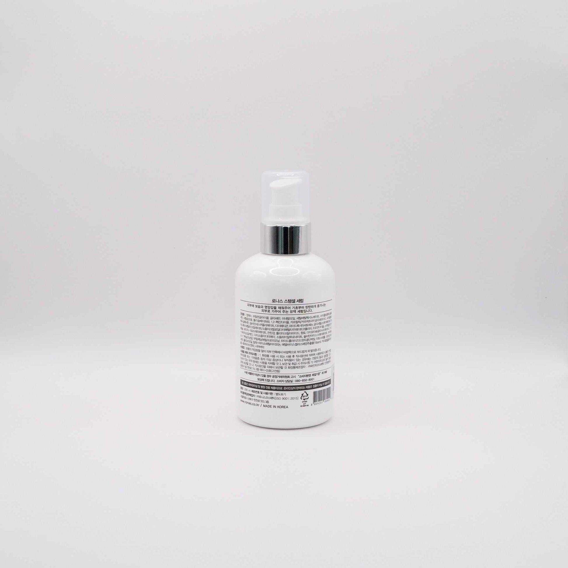 Ronas Stem Cell Skincare professional Korean anti-aging serum bottle with pump dispenser