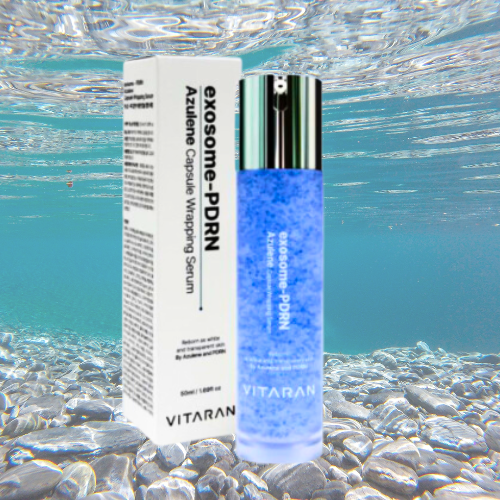 VITARAN Three Step Daily Salmon DNA Skin Healing Bundle on a watery background.