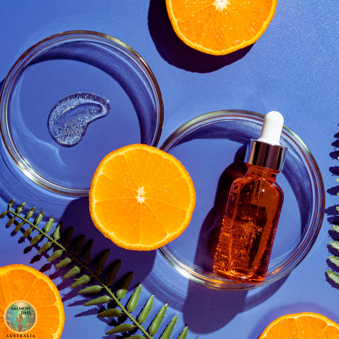 Vitamin C Skincare Deep Dive infographic with skincare products and benefits