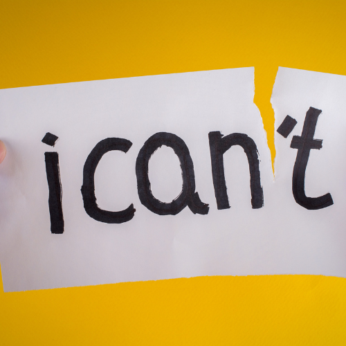 Microneedling guide with skincare tips and collagen boosting techniques represented by torn "i can't" sign on yellow background