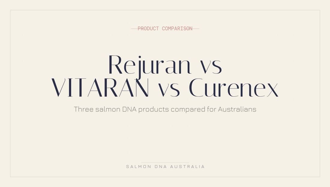 Comparison of Rejuran VITARAN and Curenex salmon DNA skincare products available in Australia