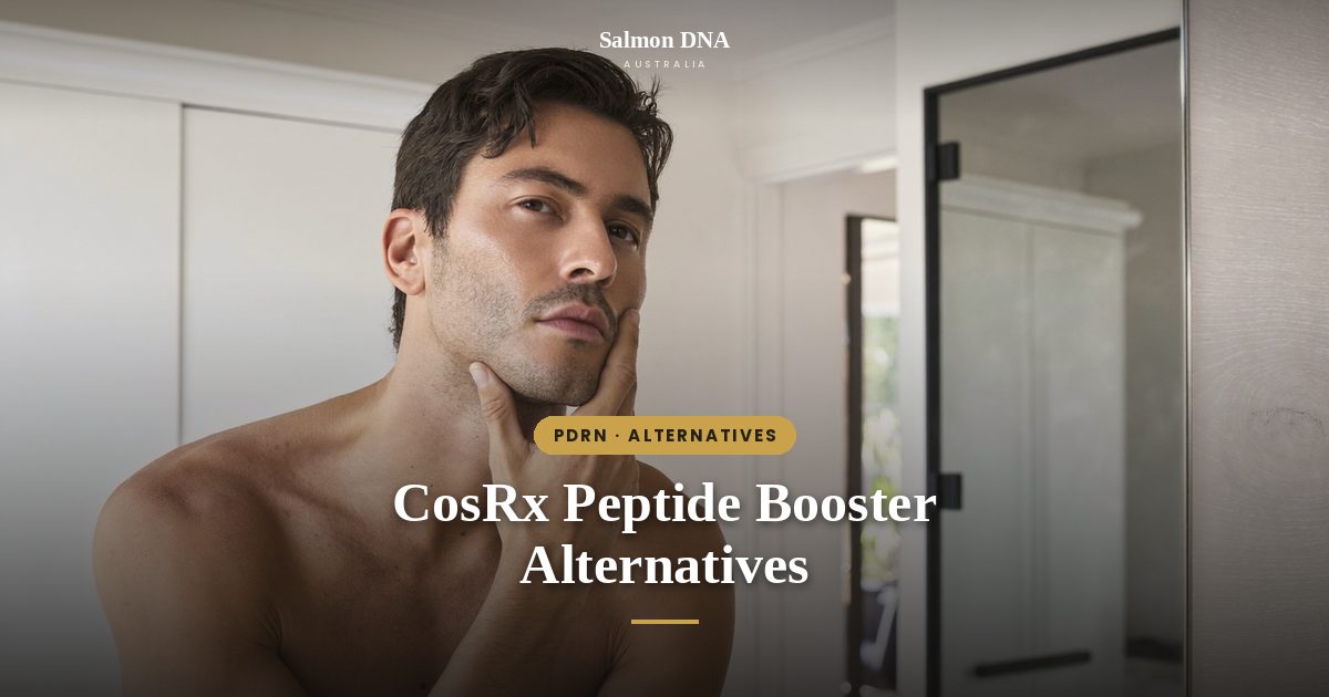 Man with fresh glowing skin, CosRx 6 Peptide Skin Booster salmon DNA alternatives in Australia