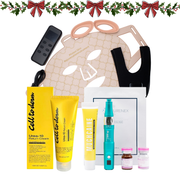 Holiday Microneedling & Skin Booster Ritual Set with microneedling pen, skin booster, LED mask, numbing cream, urea cream, and Salmon DNA masks for skin rejuvenation.