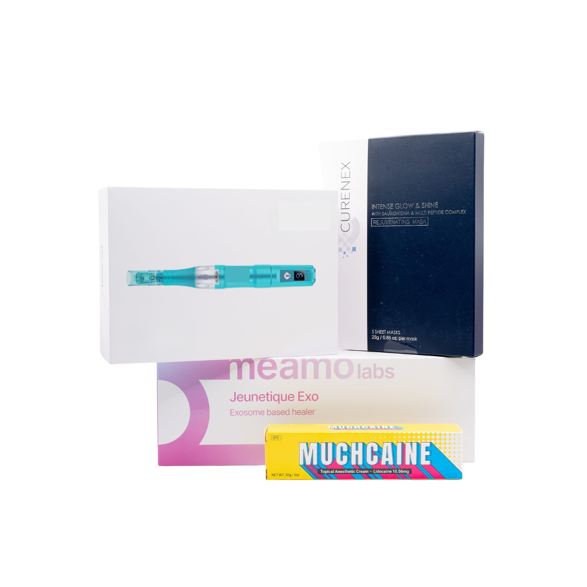 Salmon DNA Microneedle skincare bundle with professional pen, cartridges, skin booster, masks, and numbing cream