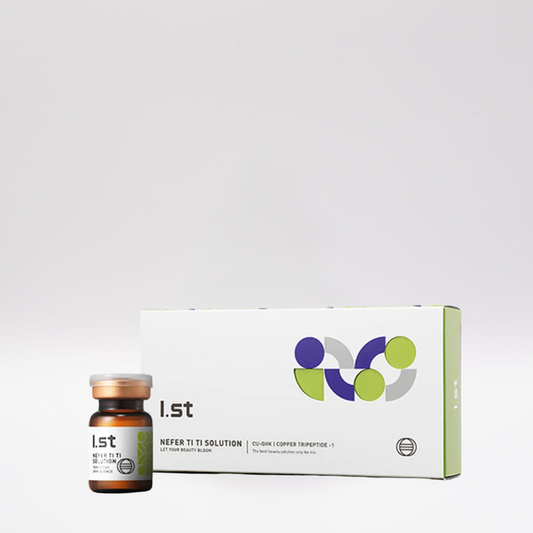 1.st NEFER TI TI Skinbooster Solution vial and packaging for anti-aging and skin hydration
