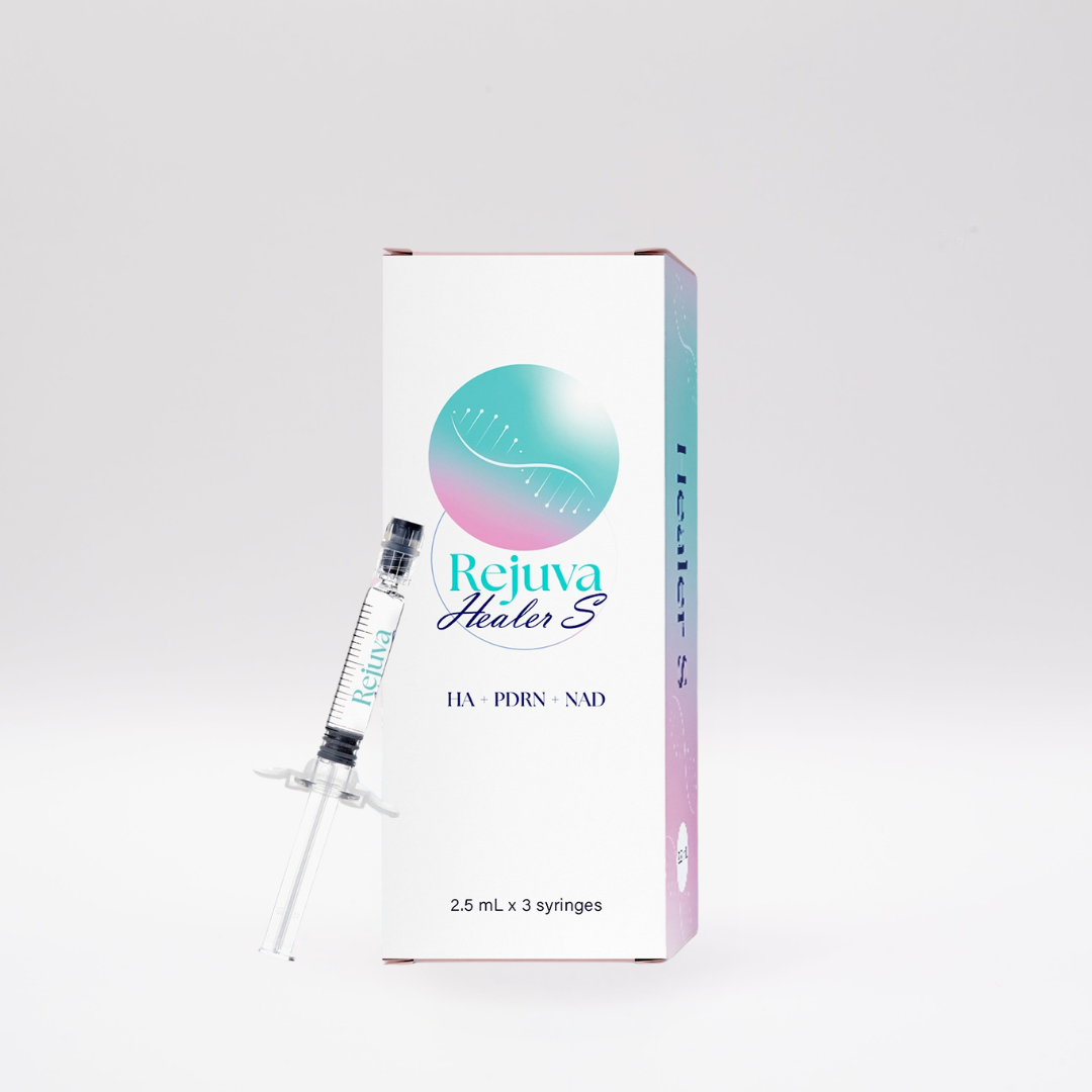 Rejuva Healer S skin booster box with 3 syringes for hydration, skin regeneration, and anti-aging using HA, PDRN, and NAD+