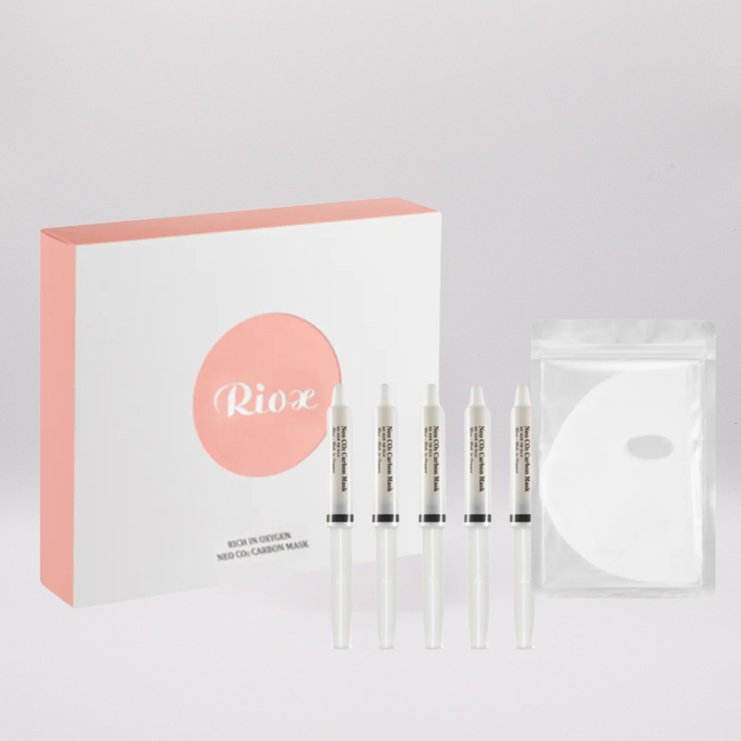 Riox carboxy therapy facial mask box with five carboxy gel treatments for skin regeneration and oxygenation