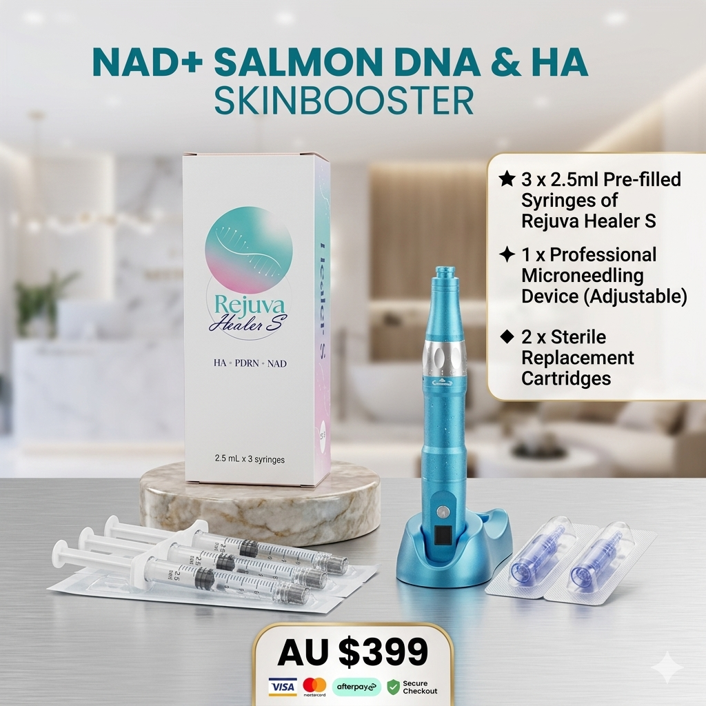 Biocellular Renewal System NAD+ Skin Booster and Digital Induction Kit with Rejuva Healer S serum and wireless micro-induction device