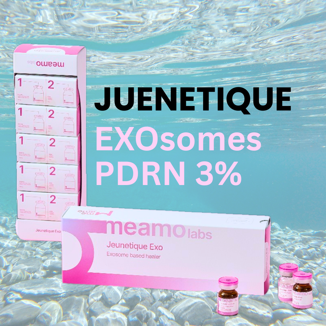 Jeunetique EXOsomes PDRN 3% serum packaging with underwater background.