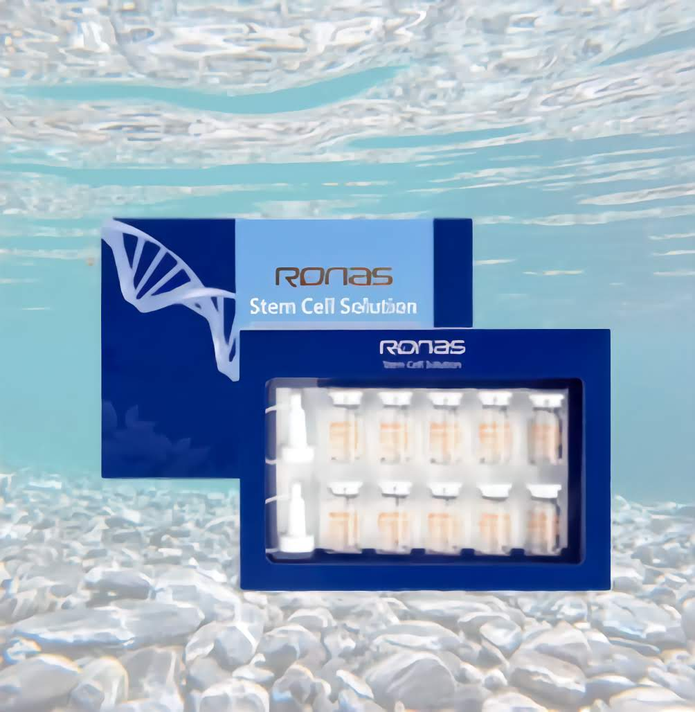 Ronas Stem Cell Solution, 10 vials of 5ml serum, skincare product for microneedling.
