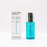 Vitaran exosome-PDRN Dual Serum bottle and packaging on a white background