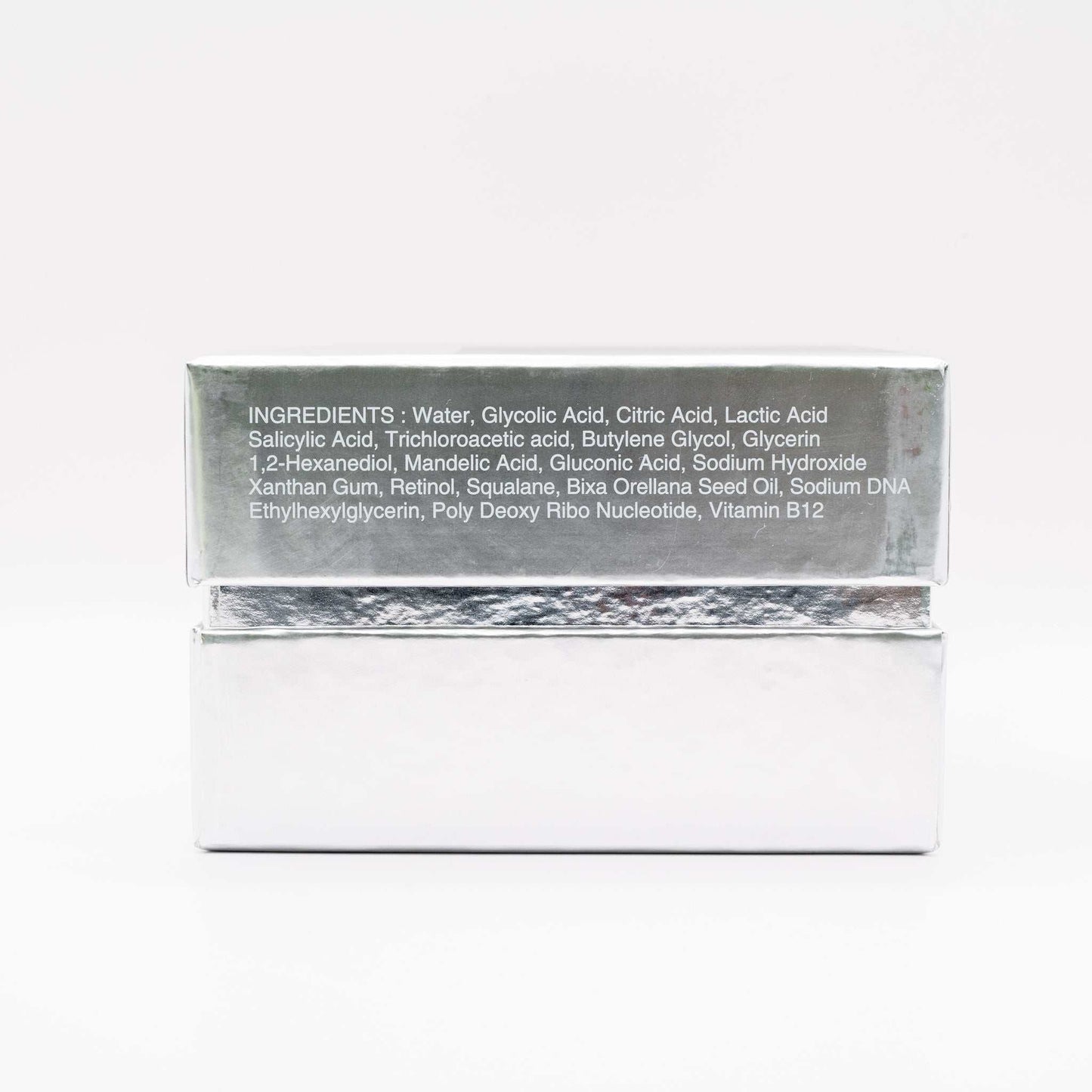 Soonsu Shining Peel with retinol, TCA, peptides in silver box packaging, advanced skin renewal and brightening formula