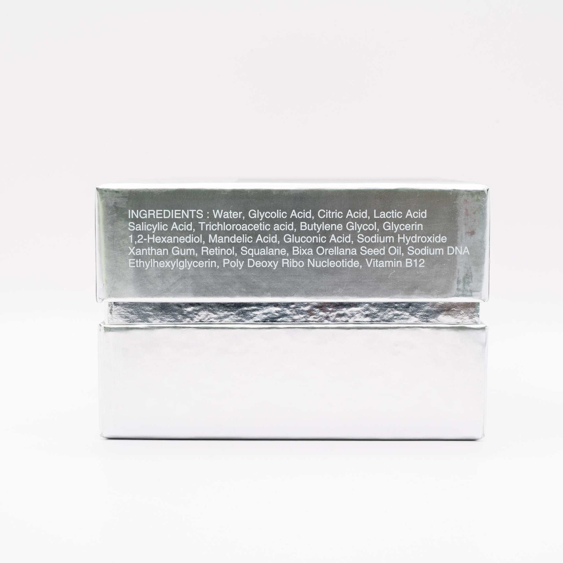 Soonsu Shining Peel with retinol, TCA, peptides in silver box packaging, advanced skin renewal and brightening formula