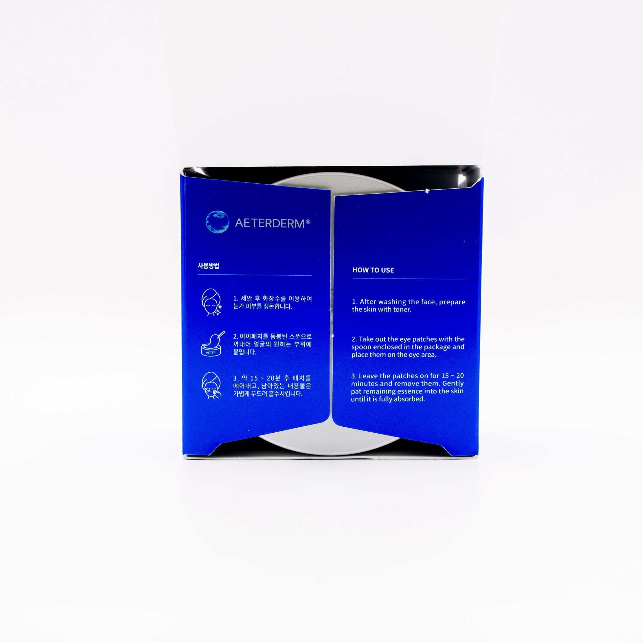 Puri Eyes PDRN hydrogel patches box with usage instructions for under-eye skin revitalization and hydration