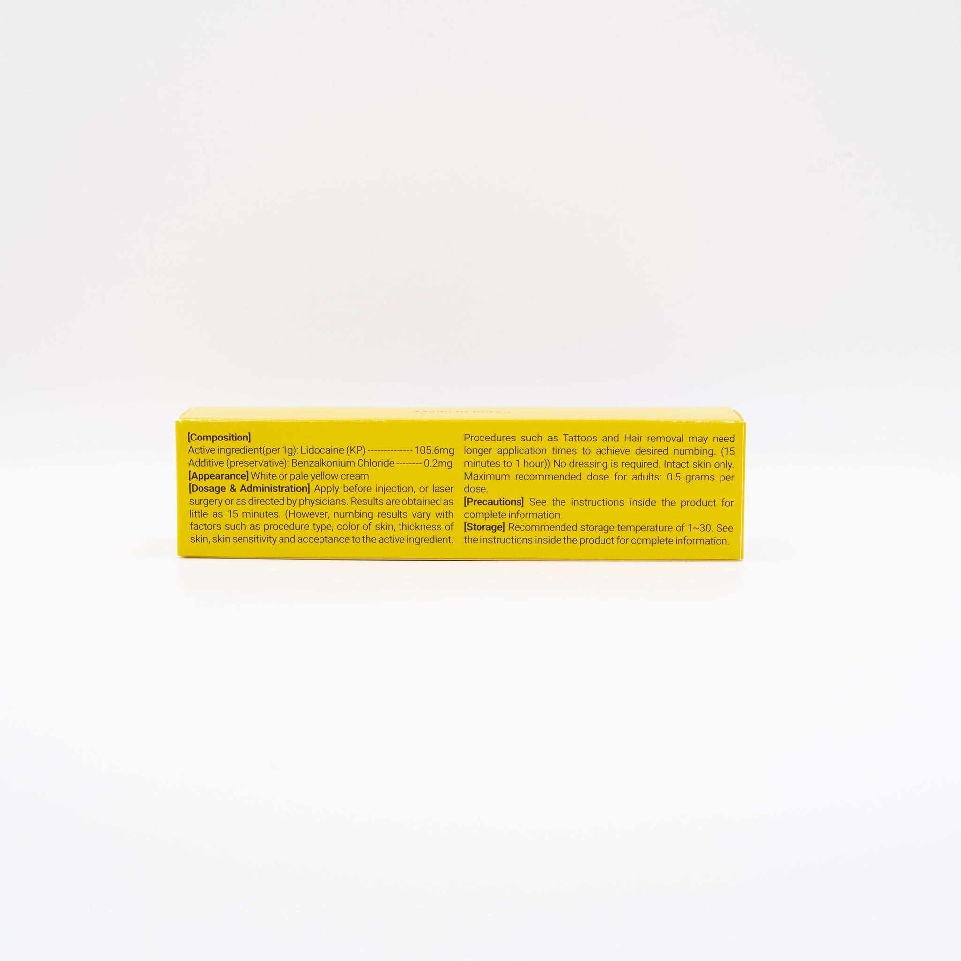 Numbing Cream box with product details and usage instructions for microneedling pain relief