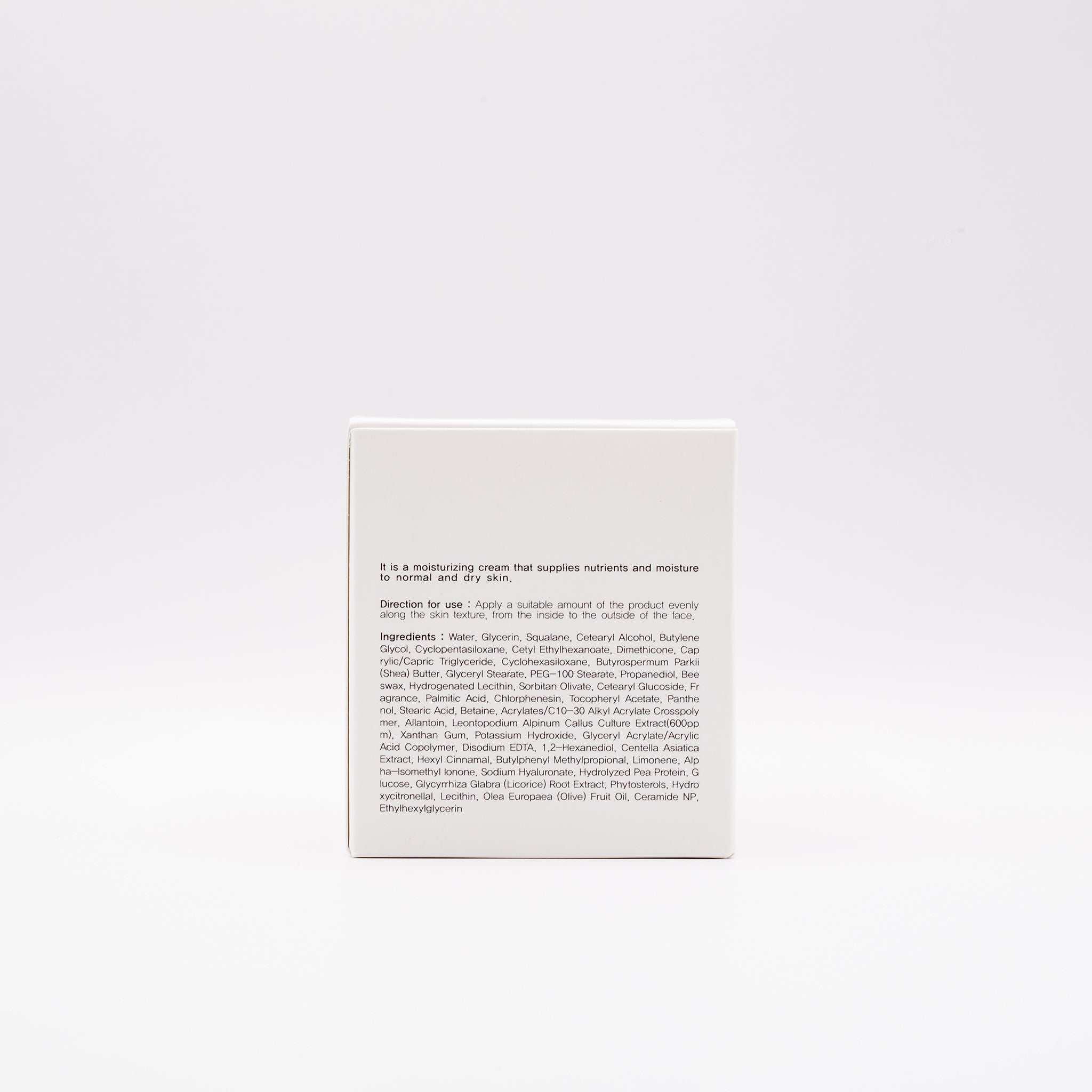 Ronas Stem Cell Rich Cream moisturizing and nourishing skincare product box back view on white background