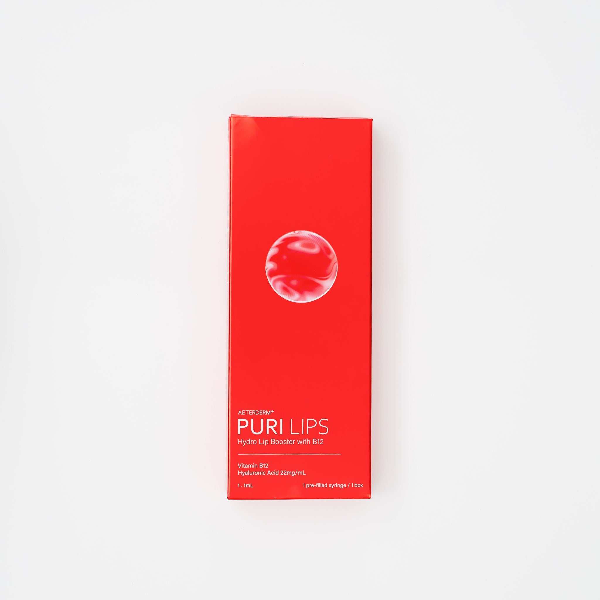 Puri Lips Hydro Lip Booster packaging with Vitamin B12 and hyaluronic acid for lip hydration and semi-permanent tint