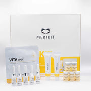 Vitamin C mask kit with ampoules, tone-up cream, moisturizing cream, and masks for brightening and evening skin tone