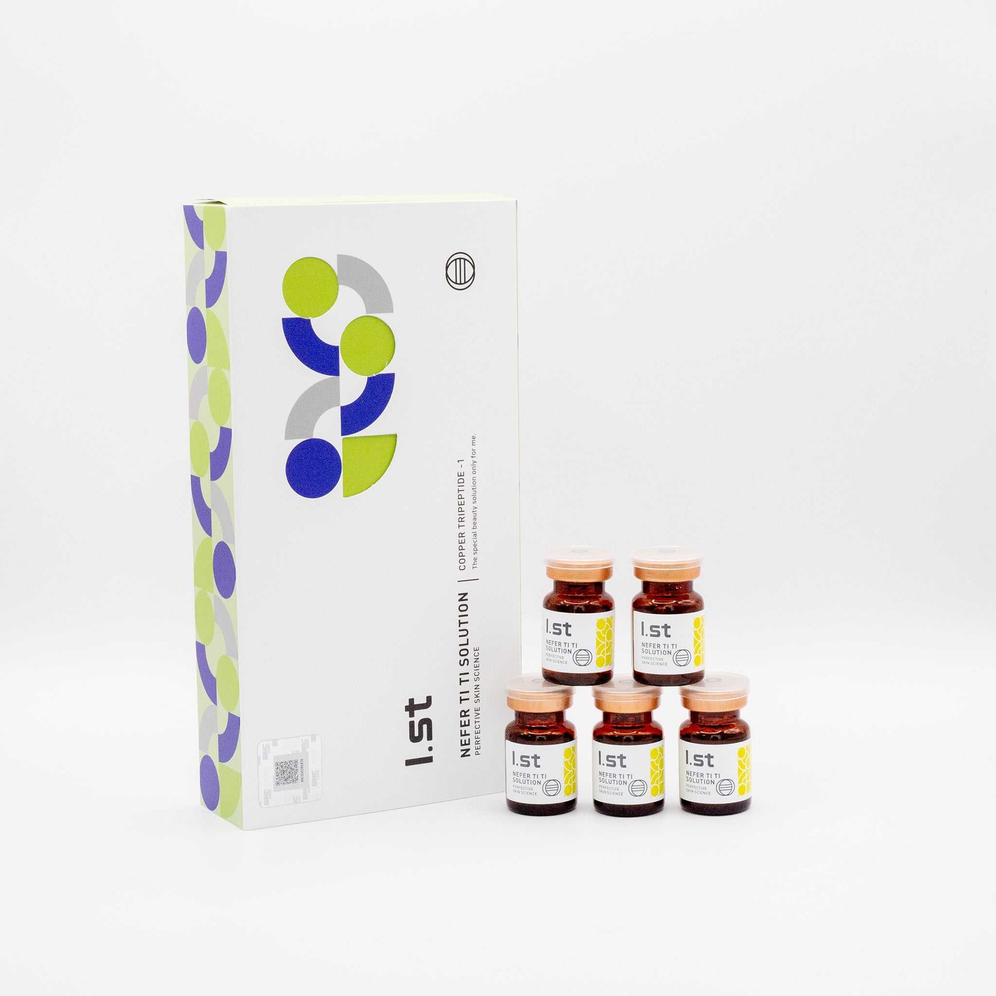 1.st NEFER TI TI Skinbooster Solution with five small vials and white box, designed for anti-aging, hydration, and skin tone improvement