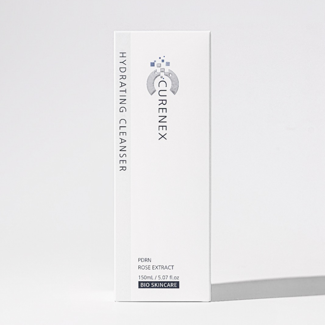 Curenex Hydrating Cleanser 150ml box with PDRN and rose extract for deep hydration and skin repair