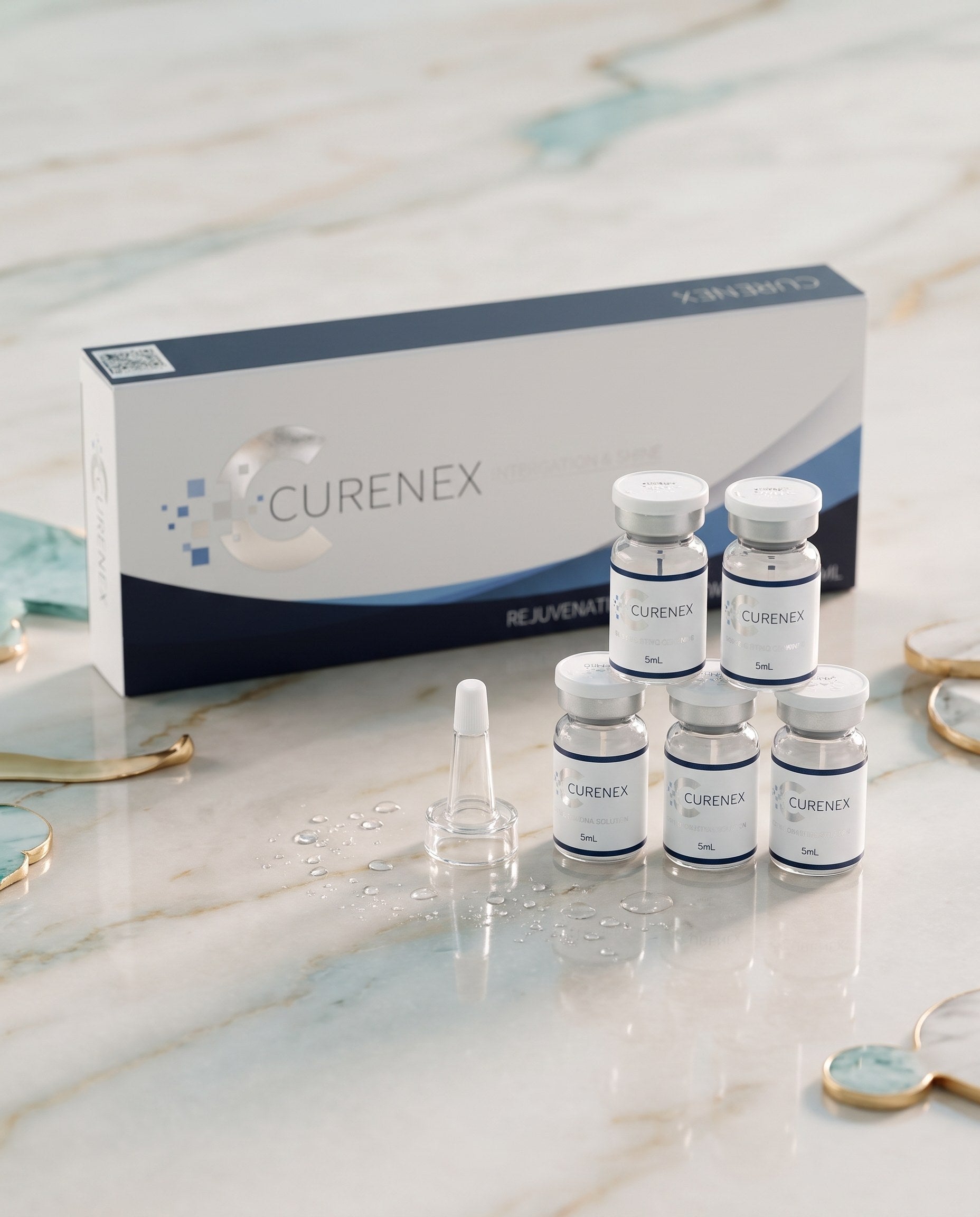 Curenex Salmon DNA Peptides Glow Ritual kit with Snow Peel and Skin Booster products for radiant skin