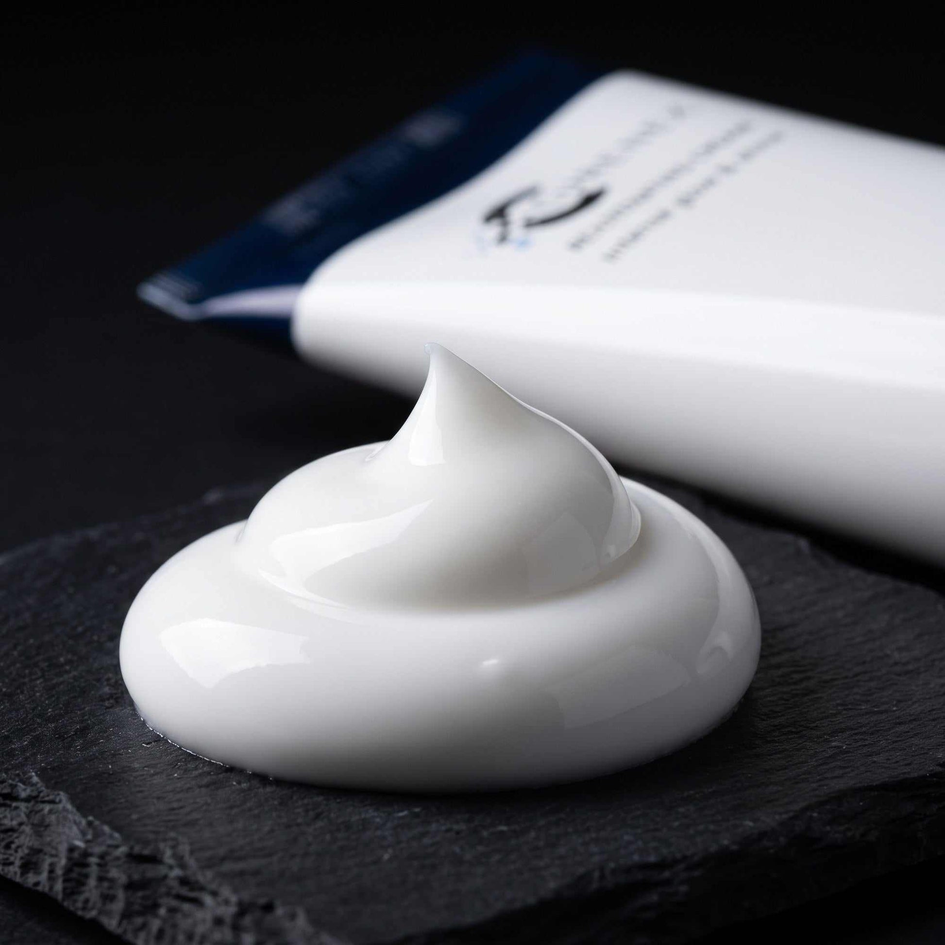 Curenex rejuvenating face cream texture swatch with a rich smooth Korean skincare finish