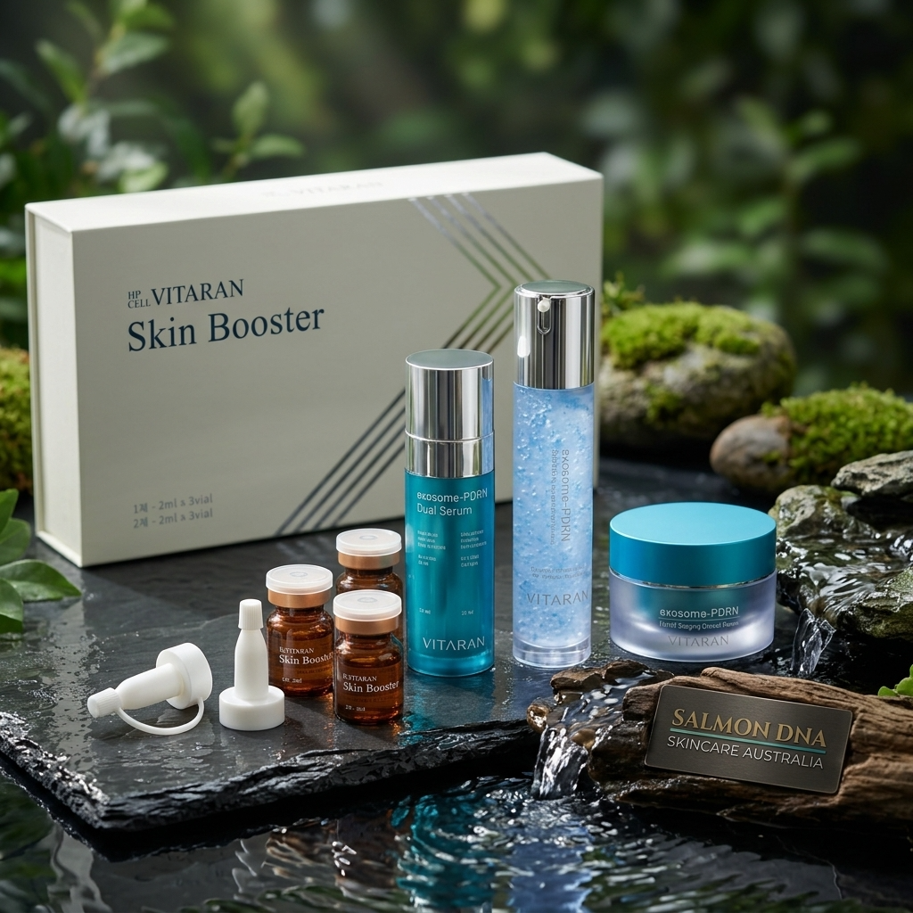 Complete Vitaran Collection featuring HP Cell Salmon DNA Skin Booster and 3-Step Skin Healing Series products