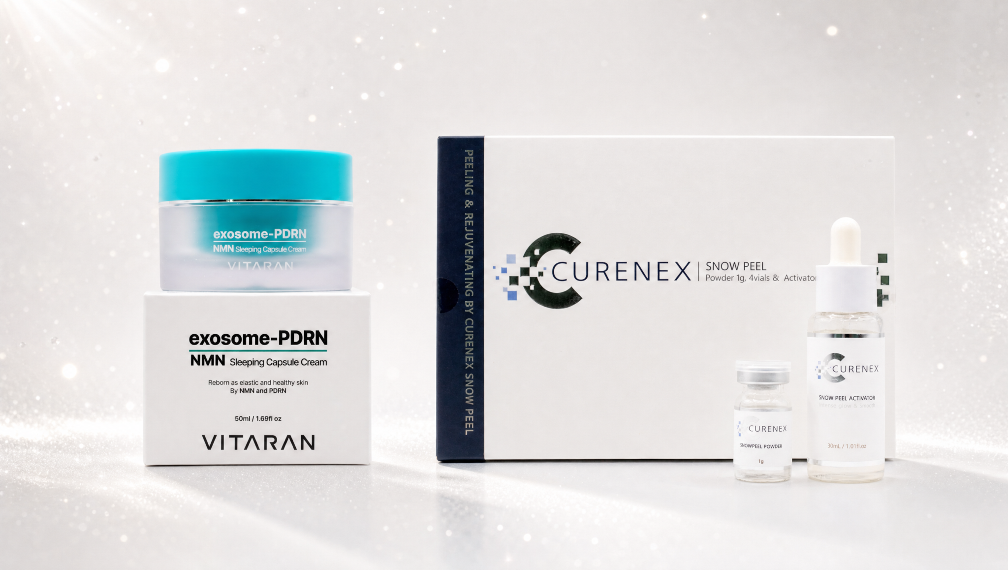 Box of Salmon DNA Spicule Snow Peel and Capsule Cream skincare products for glowing skin