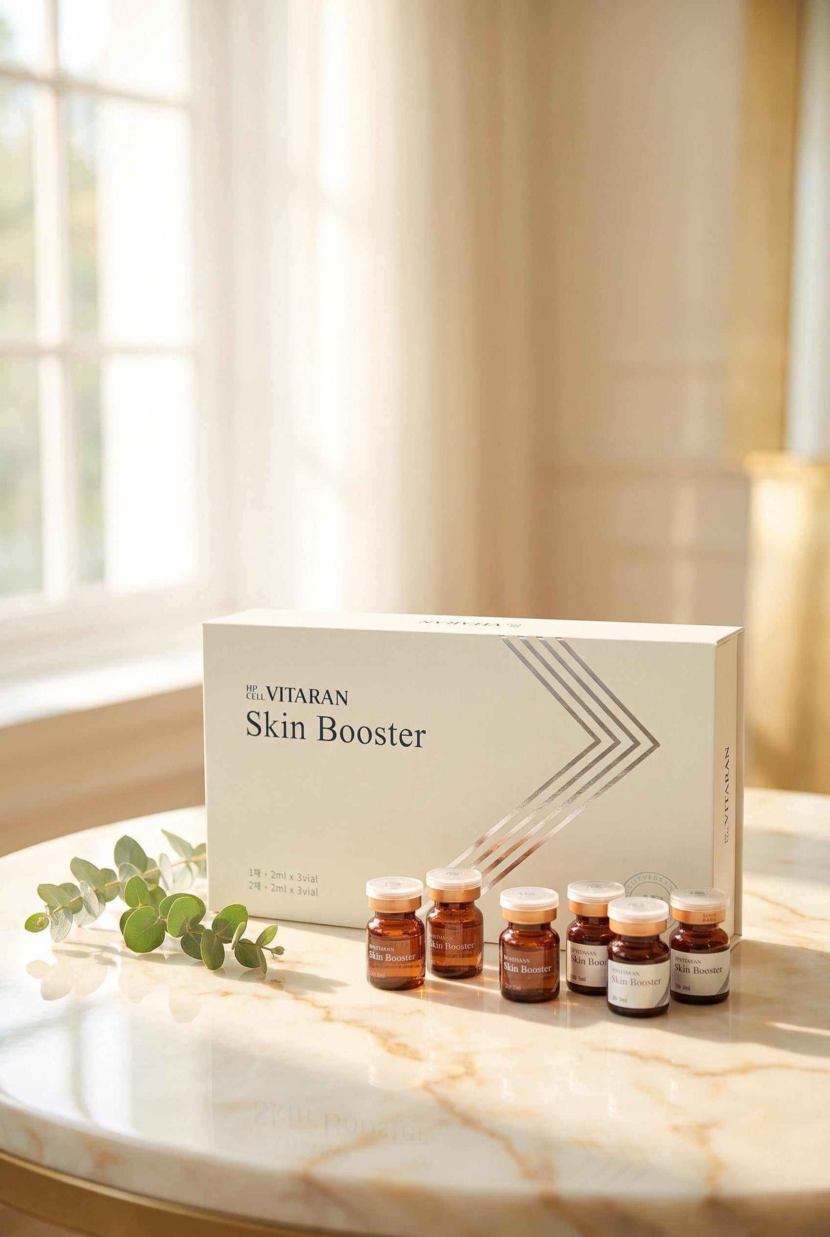 HP Cell VITARAN Salmon DNA Skin Booster serum vials with Korean skincare formula