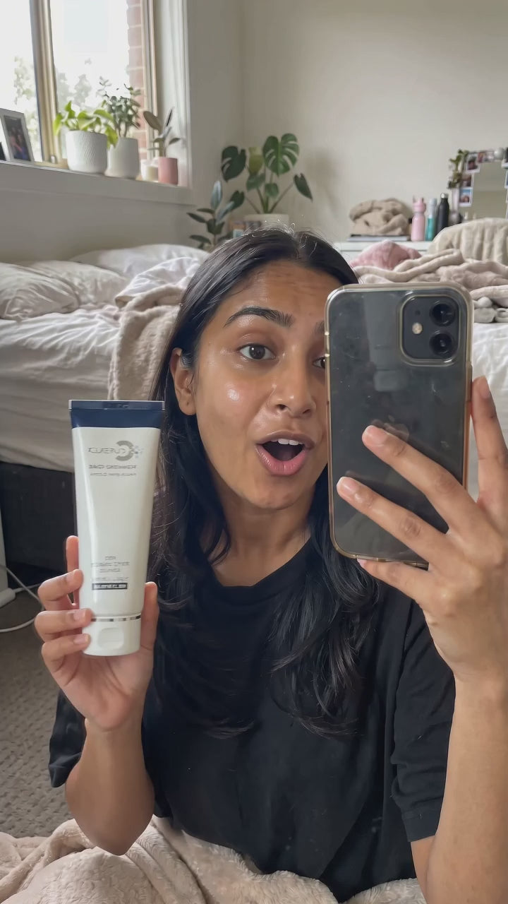 Load video: Customer smoothing Curenex Rejuvenating Cream over skin for a radiant finish