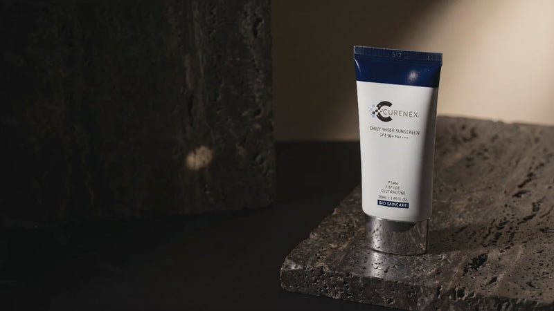 Curenex sheer sunscreen SPF 50+ hero video highlighting its sheer protective daily finish