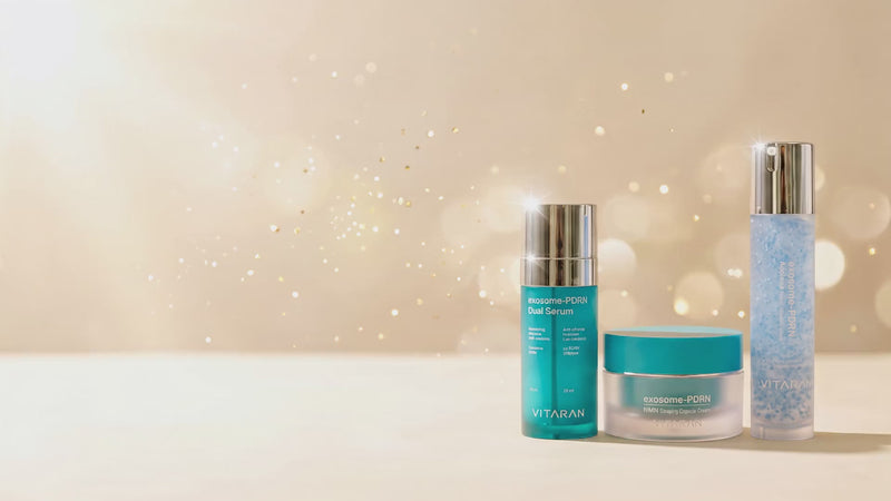 Vitaran 3 Step PDRN routine video showcasing the full salmon DNA exosome skincare set