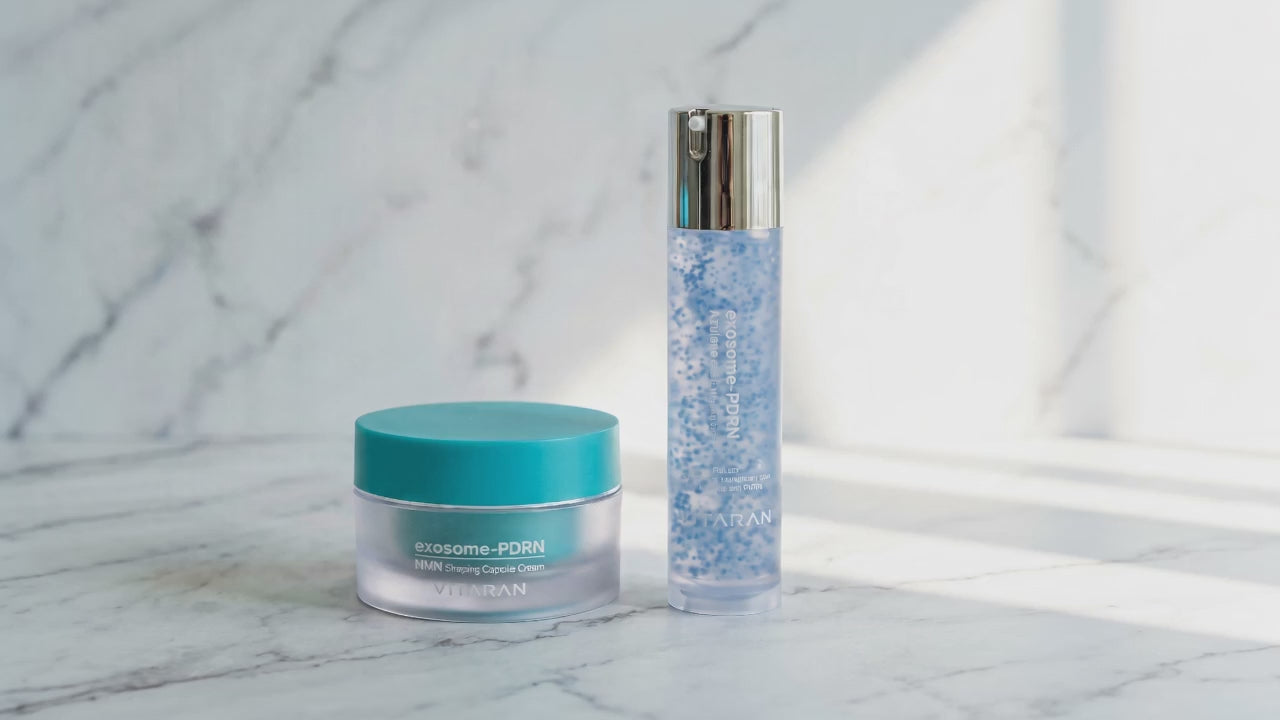 Load video: VITARAN Day and Night Duo hero video showcasing the azulene serum and capsule cream
