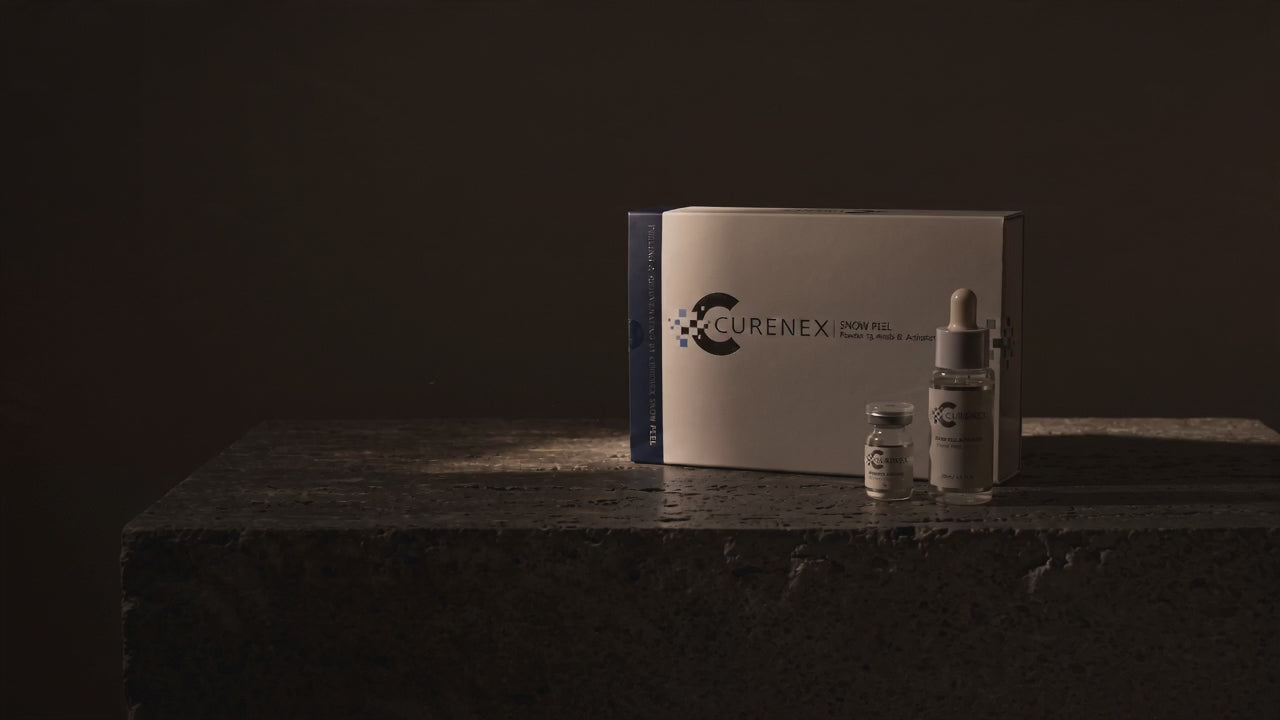 Load video: Curenex Snow Peel hero video showcasing the salmon DNA powder and activator set