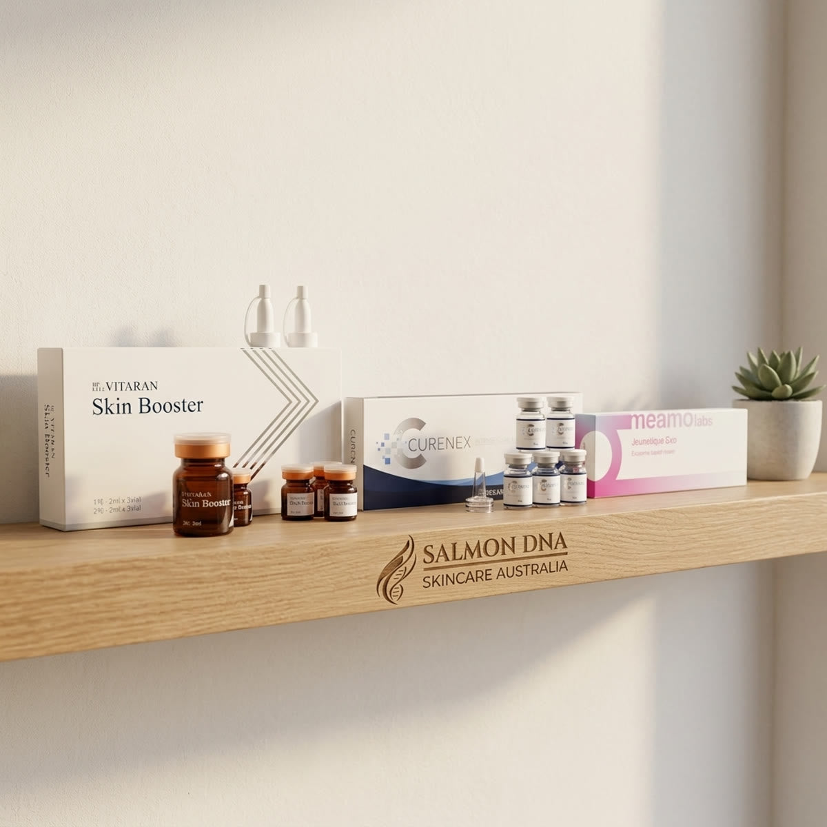 Salmon DNA Australia Korean skin boosters Vitaran Curenex Jeunetique on a shelf