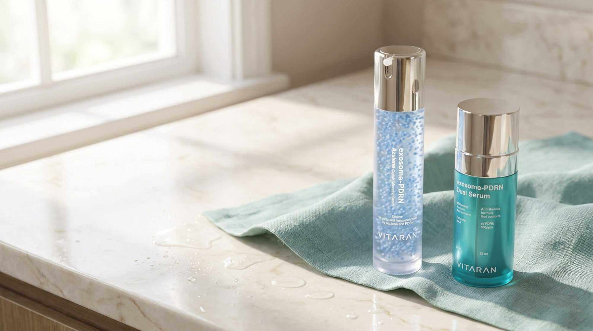 VITARAN Morning and Night Serum Duo bottles with salmon DNA and azulene