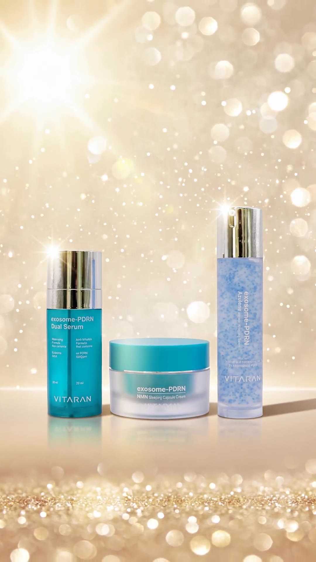 Vitaran 3 Step salmon DNA set with PDRN serum, azulene serum and NMN capsule cream