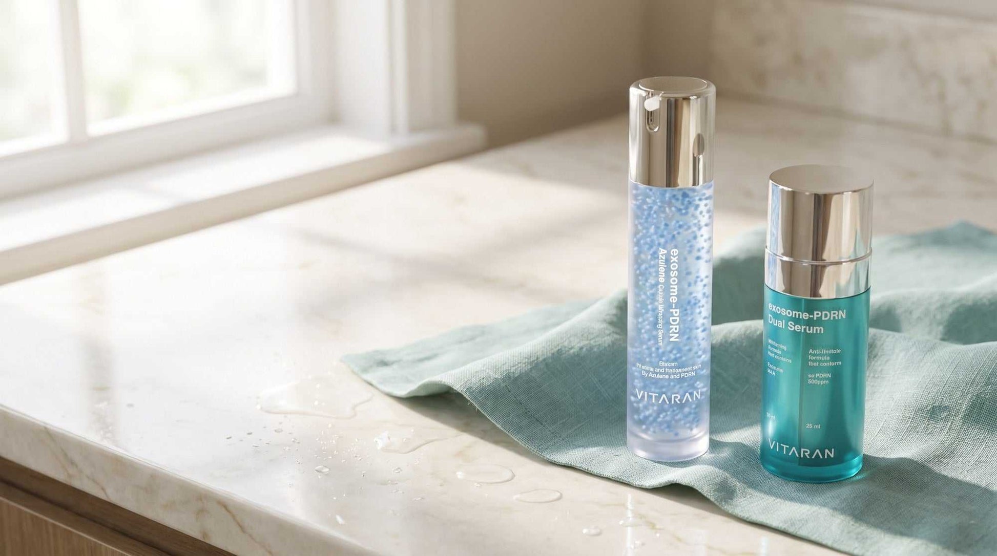 VITARAN Morning & Night Serum Duo with Azulene and PDRN Exosome for calm, firm, and radiant skin